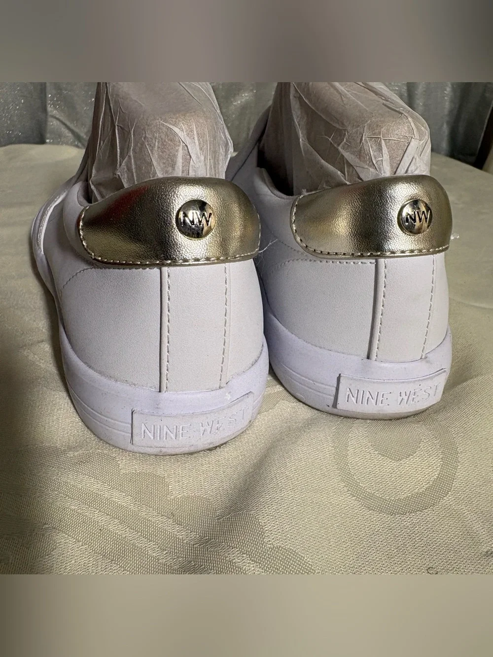 Nine West White Quilted Slip-On Sneakers - Women's Casual Shoes